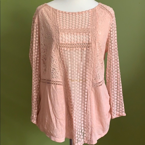 Lucky Brad top M blush pink 3/4 length sleeve - Picture 1 of 8